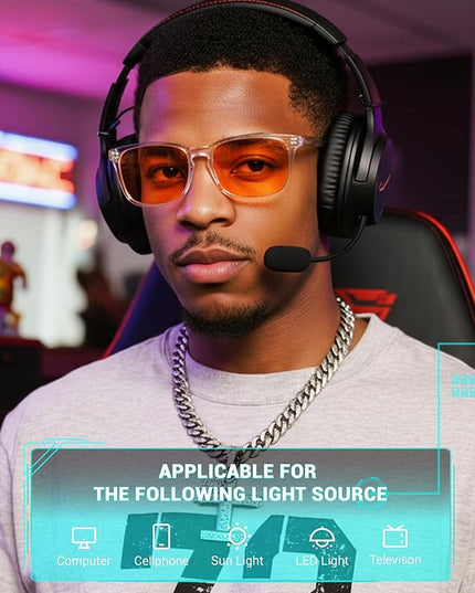 TIJN Blue Light Blocking Glasses Dual AR Coatings Amber Orange Lens for Computer Gaming