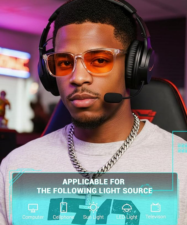 TIJN Blue Light Blocking Glasses Dual AR Coatings Amber Orange Lens for Computer Gaming