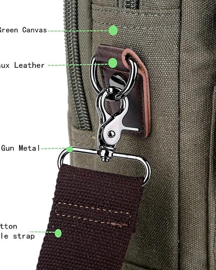 Stylish 17 inch Canvas Laptop Bag Messenger Bag Briefcase Vintage Crossbody Shoulder Bag Military Satchel for Men BC-07 | Stylish, 17 inch, Canvas, Vintage, Military