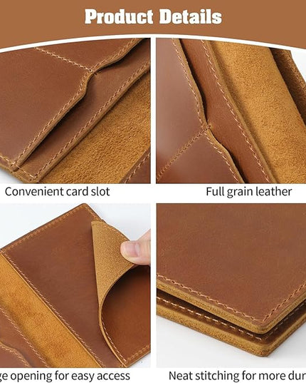 Jack&Chris Leather Passport Holder, Handmade Passport cover, Travel Wallet Cover Case for Men and Women, Leather Travel Documents Organizer Protector, Brown-Red, 2PC