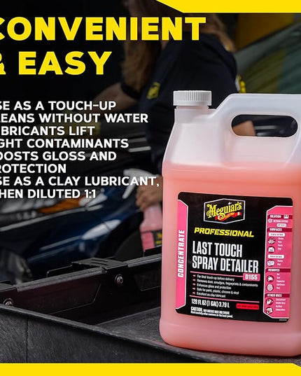 Meguiar's D15501 Last Touch Spray Detailer, Great for Use as Clay Lubricant, creates a Showroom Shine, Removes Dust, Smudges, Fingerprints and More, Versatile Use and Enhances Protection, 1 Gallon