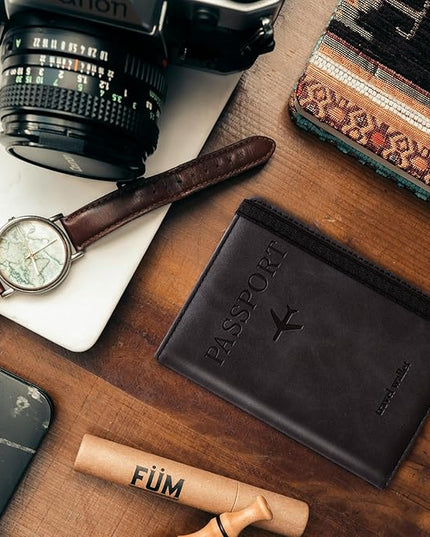 Passport Holder for Travel Women and Men RFID Passport Holder with Card Slots Holder Passport Case Passport cover Passport Wallet Travel Essentials and Accessories (Elastic, Black)
