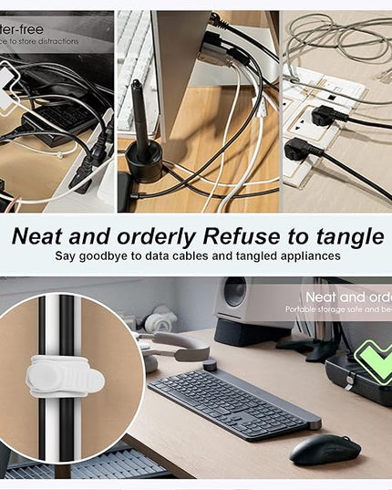 24Pcs Nearockle Silicone Cable Ties 3 Inch Cord Organizer, Reusable Small Zip Ties Cable Organizer for Charging Cords Earphone Computer Wire, Office Desk Cable Management Travel Accessories(4 Colors)