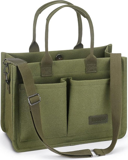Mossio Large Canvas Tote Bag for Women with Pockets - Laptop Crossbody Work Tote Bag Everyday Bag Shoulder Purse Handbag