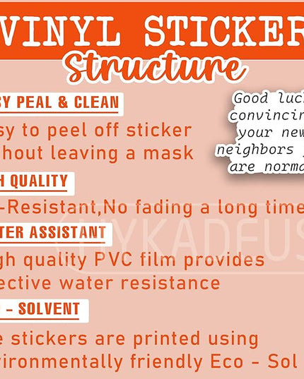 (3Pcs) Funny Housewarming Quote Sticker – “Good Luck Convincing Your New Neighbors You Are Normal” Sarcastic Vinyl Sticker for New Home, Moving, Laptop, Water Bottle, Phone Case, Scrapbook, 3" x 2.2 "
