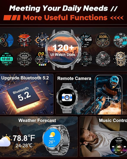SUNKTA Smart Watch for Men,1.85" HD/800mAh Battery Smart Watches with LED Flashlight (Bluetooth Call Answer/Calls) Fitness Tracker with Heart Rate/Sleep Tracking/Blood Oxygen for Android iOS Black