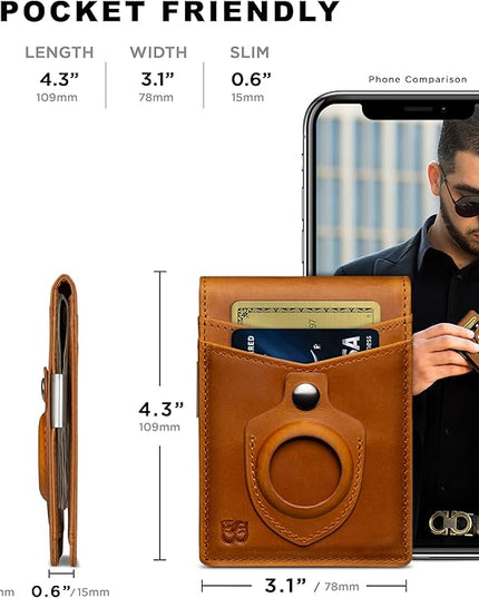 SERMAN BRANDS Money Clip Wallet - Mens Wallets slim Front Pocket RFID Blocking Card Holder Minimalist Mini Bifold