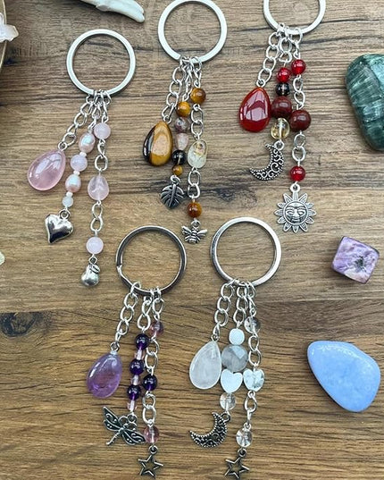 Cute Crystal Keychains Boho Key Rings for Car Keys Kawaii Bag Accessories Charms Bling Healing Teardrop Keyring Handmade