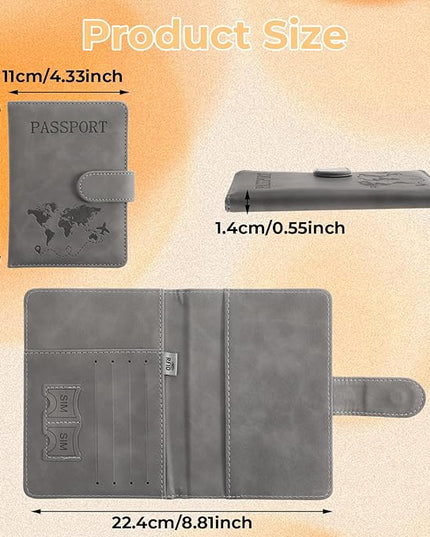 2 Pack Passport Holder for Travel, Passport Wallet Cover Case Waterproof RFID Blocking Passport Holder with Pen Holder Travel Must Haves Accessories, Passport Book Holders for Women and Men