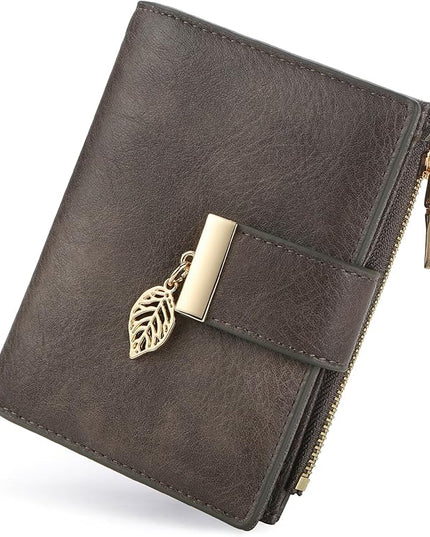 yiijay Small Wallet Women RFID Blocking Leather Bifold Wallet Credit Card Holder for Women Ladies Compact Wallet Mini Purse With Zipper Pocket