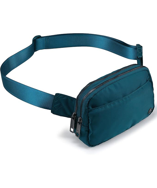Pander Everywhere Belt Bag for Women, 5 Zipper Pockets Nylon Crossbody Fanny Pack Purse (Teal Blue)