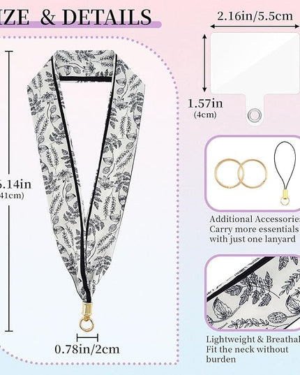 ZOOEASS Phone Lanyard Charm with Tether Tab Neck Lanyards for ID Badges Car Key Women Cute Scarf Keychain Strap Around Neck