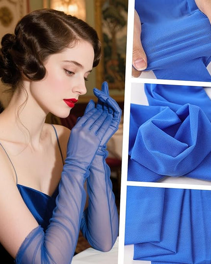THARAHT Women Long Gloves with Satin Elbow Length for 1920s Opera Tea Party Costumes Bridal Evening Dress