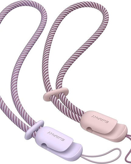 SURPHY 2 Pack Phone Lanyard for Cellphone Case, Phone Wrist Strap for Case, Cellphone Strap with 2-Color Braided, Charm Wrist Lanyard for Women and Men, Pink & Lilac