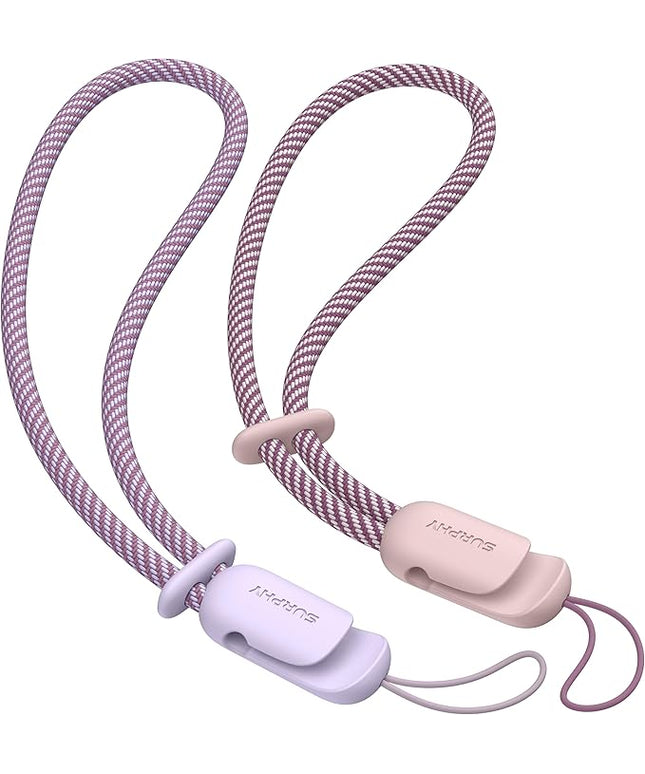 SURPHY 2 Pack Phone Lanyard for Cellphone Case, Phone Wrist Strap for Case, Cellphone Strap with 2-Color Braided, Charm Wrist Lanyard for Women and Men, Pink & Lilac