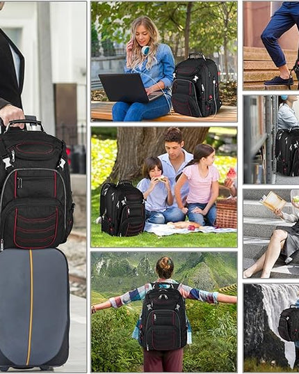 18.4 Laptop Backpack for Men, Extra Large Gaming Laptops Backpack with USB Charger Port, TSA Friendly Big Capacity Heavy Duty Travel Computer Bag RFID Anti-theft Pocket Backbag,21.2*15.5*11.5inch Red