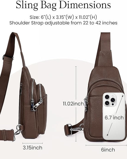 befen Genuine Leather Small Sling Bag for Women Anti-Theft Crossbody Chest Bags Fanny Packs for Travel with RFID Card Slots