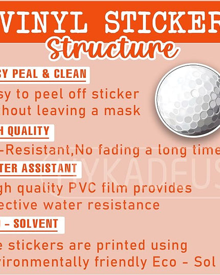 (3Pcs) Golf Ball Stickers Waterproof Vinyl Golf Ball Decals for Water Bottle, Tumbler, Laptop, Phone Case, Poster Board, Scrapbooking, Team Players, Coach, 3" x 3"