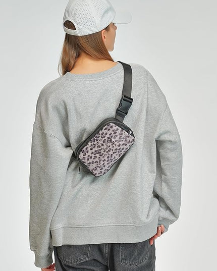 C.C Animal Print Rhinestone Fanny Pack – Leopard & Zebra Waist Bag, Crossbody Belt Bag with Adjustable Strap (Animal Print - Black Leopard)