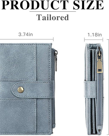 FALAN MULE Small Wallet for Women RIFD Leather Bifold Credit Card Holder with 3 ID Window