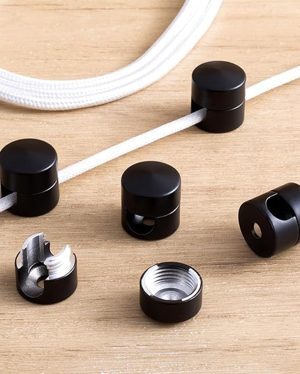 5 Sets Charger Holders for Cords, Matte Black Color Adjustable Cable Anchor Holders, Adhesive Metal Cord Clips, Cable Management Wire Organizers for Desk, Office, Nightstand