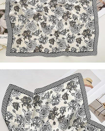 MINIDORA Satin Scarves for Women 27.5 × 27.5 inches Medium Square Elegant Silk Feeling Head Scarf