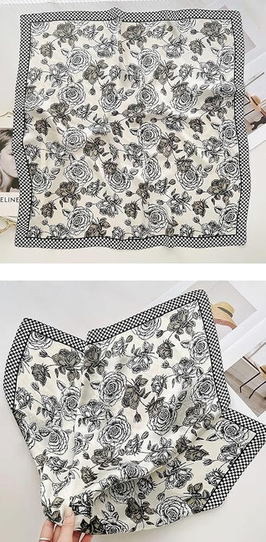 MINIDORA Satin Scarves for Women 27.5 × 27.5 inches Medium Square Elegant Silk Feeling Head Scarf