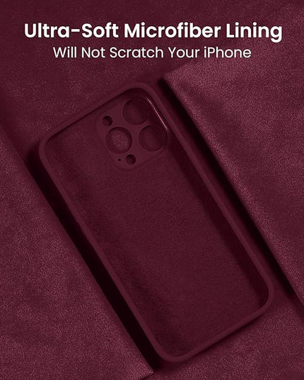 FireNova Designed for iPhone 15 Pro Max Case, Silicone Upgraded [Camera Protection] Phone Case with [2 Screen Protectors], Soft Anti-Scratch Microfiber Lining Inside, 6.7 inch, Plum