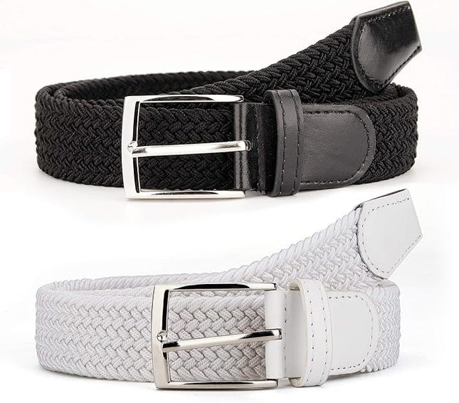 Radmire 2 Pack Elastic Braided Woven Canvas Belts for Men and Women