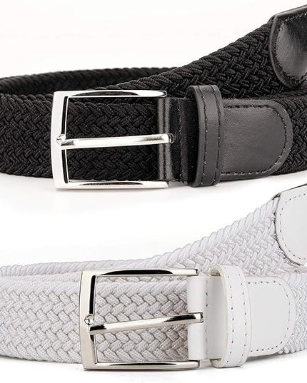 Radmire 2 Pack Elastic Braided Woven Canvas Belts for Men and Women