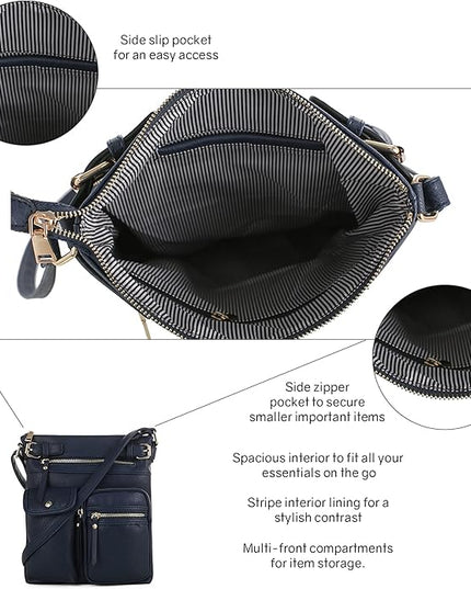 SG SUGU Katie Lightweight Medium Crossbody Bag Shoulder Bag with Multi Pocket for Women