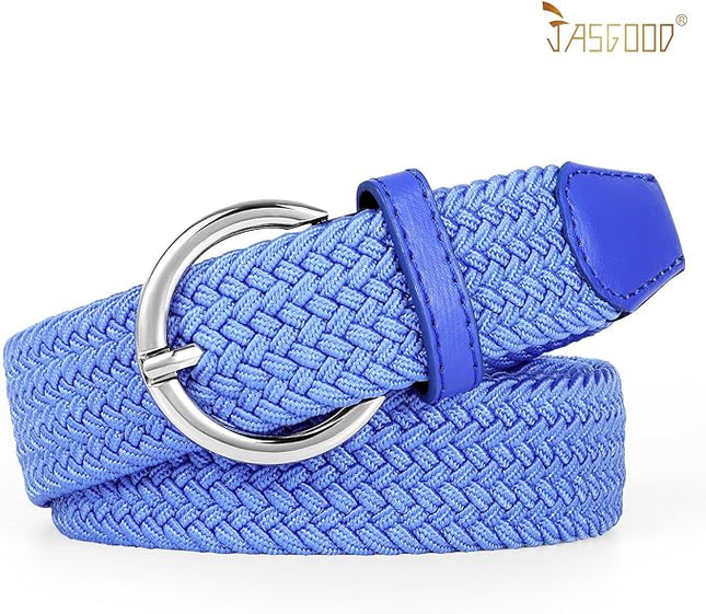 JASGOOD Women Men Braided Woven Elastic Stretch Belt Golf Canvas Casual Belt for Jeans Pants