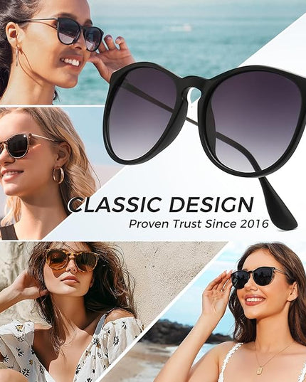 SUNGAIT Premium Vintage Round Sunglasses for Women Men Classic Retro Trendy Style