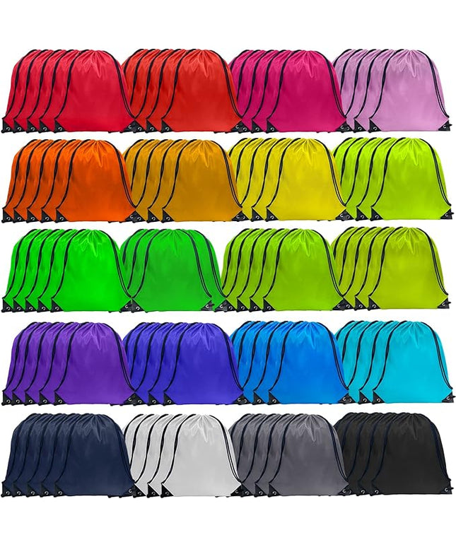 GoodtoU Backpack, 100 Pcs Drawstring, 11.4L, 20 Colors, Nylon, Foldable, Adjustable Straps, Unisex, School, Travel, Sport, Work