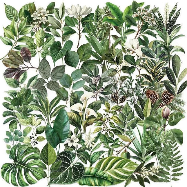 100PCS Green Plant Transparent Stickers,Potted Plant Floral Decals Stickers for Scrapbook Laptop Water Bottles Phone Guitar Decals for Adults (Green Plants)