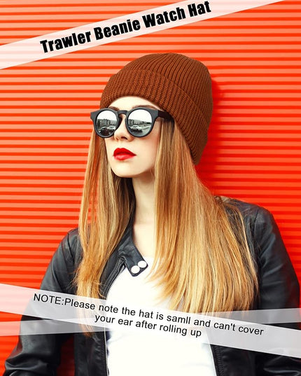 SATINIOR Fisherman Beanie Trawler Beanie Winter Watch Hat Roll up Edge Skullcap Unisex