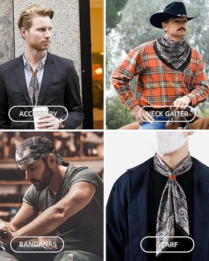 27.5 Inches Square Silk Feeling Neck Scarf for Men Necktie Silk Bandanas Pocket Square Cowboy Scarves
