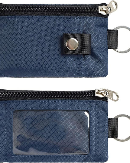 Minimalist RFID Blocking Small Wallet with ID Window,WaterResistant Zip Id Case Wallet with Lanyard Keychain for Cards,Cash,Travel,Women,Men