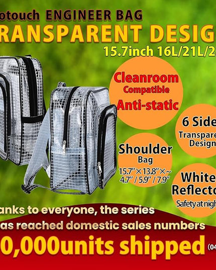 Large Clear Backpack, 15.7 Inches, ESD Anti-Static, Heavy Duty Transparent Cleanroom Tool Bag (White, 28L)
