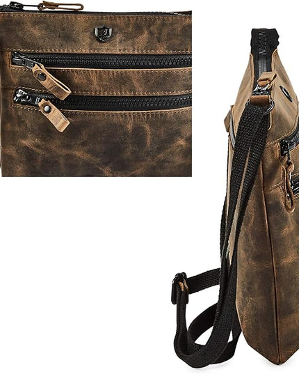 Crossbody Sling Bag for Women Small Real Leather Purse Vintage Travel Crossover Shoulder Bag Handmade