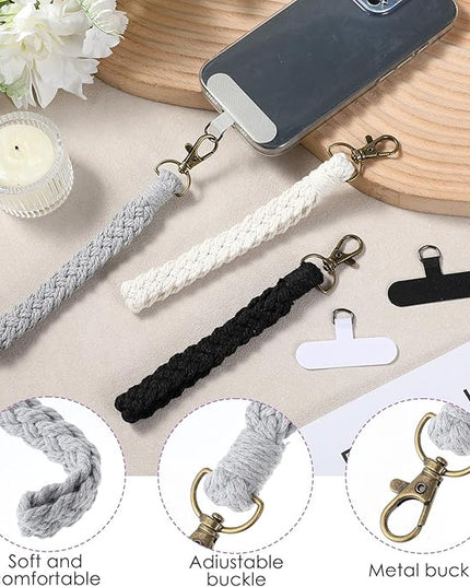 Sibba 3Pcs Phone Wristlet Strap, Cellphone Keychain Wrist Lanyard, Phone Wristlet Anti-Loss Chain with Tether Tab for Phones Case Key