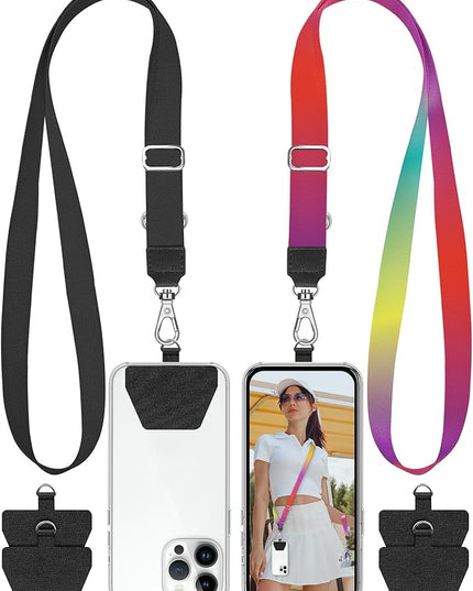 SHANSHUI Phone Lanyard, 2 Pack Phone Lanyard Strap 4X Durable Tether Tab Universal Nylon Neck Phone Strap Crossbody Lanyard for Cellphone Fit All Smartphones