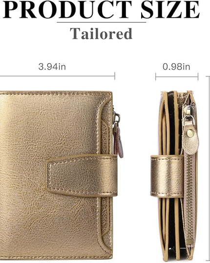 FALAN MULE Small Wallet for Women Leather Bifold Compact RFID Blocking Small Womens Wallet Purse
