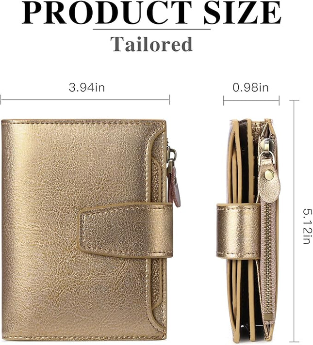 FALAN MULE Small Wallet for Women Leather Bifold Compact RFID Blocking Small Womens Wallet Purse