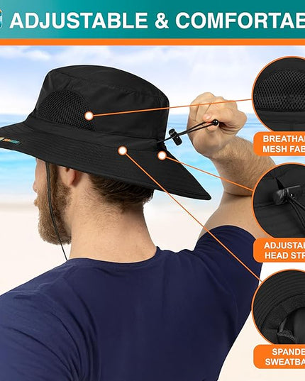 SUN CUBE Wide Brim Sun Hat Men Women, Fishing Hats Sun UV Protection, Mens Hiking Bucket Hat Safari Beach Boonie, UPF 50+