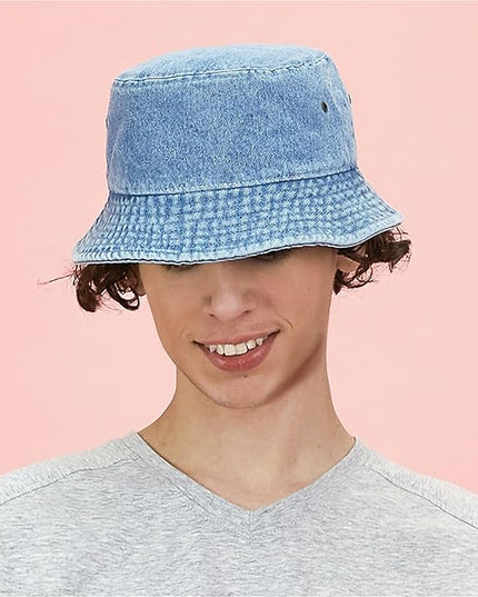 The Hat Depot Bucket Hat - Unisex 100% Cotton & Denim UPF 50 Packable Summer Travel Beach Sun Hat