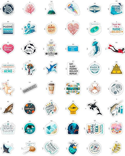 100Pcs Marine Biology Stickers for Scrapbooking, for Luggage, for Water Bottle - Marine Biology Party Supplies & Decorations - Ocean Life Stickers and Decals - Gifts for Women & Men