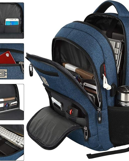 Laptop Backpack,Business Travel Anti Theft Slim Durable Laptops Backpack with USB Charging Port,Water Resistant College Computer Bag for Women & Men Fits 15.6 Inch Laptop and Notebook - Blue
