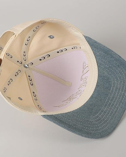 MIRMARU Two-Tone Vintage Canvas Trucker Hats for Men & Women, Adjustable Size Baseball Caps with Trendy Embroidered Design