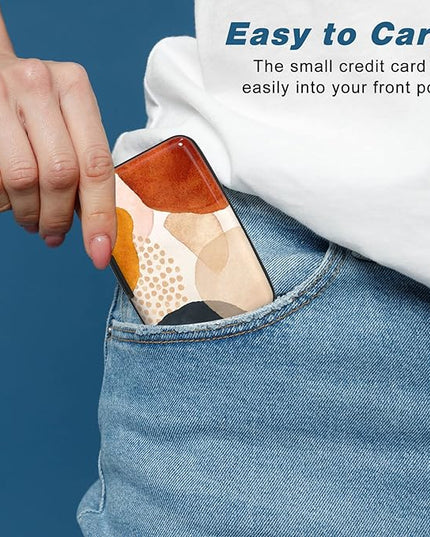 Atufsuat Credit Card Holder, Mini Aluminum Card Wallet RFID Blocking Slim Metal Hard Card Case for Women Men, Abstract Marble